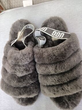 UGG Gray Fluff Yeah Slide Slippers